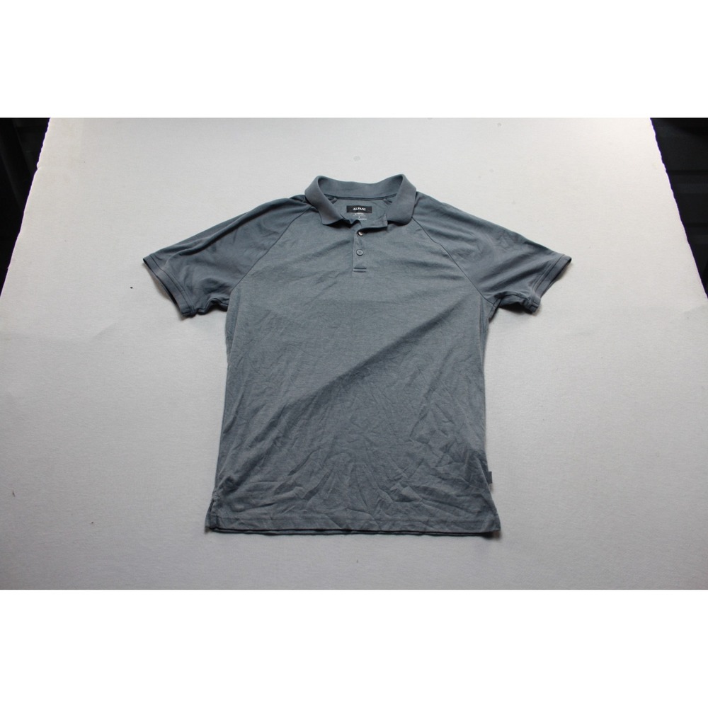 Alfani Polo Shirt Mens Small Gray Excellent Short Sleeve Raglan Stretch Solid